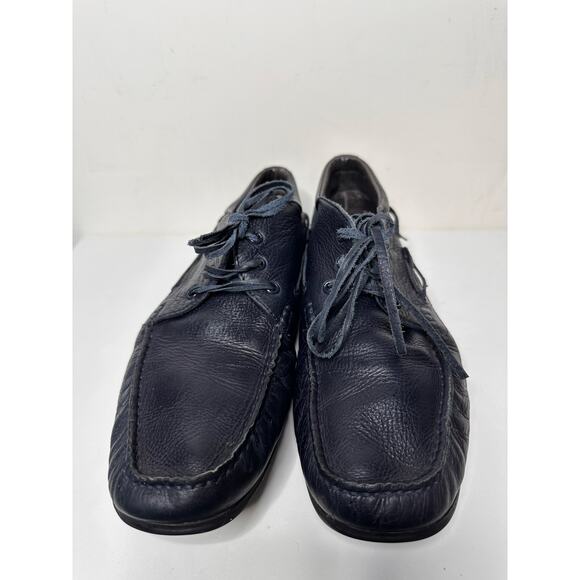 Russell & Bromley Leather Moccassin Loafer Lace Up Mid Top Navy LaceUp Driver 42 - Picture 4 of 12